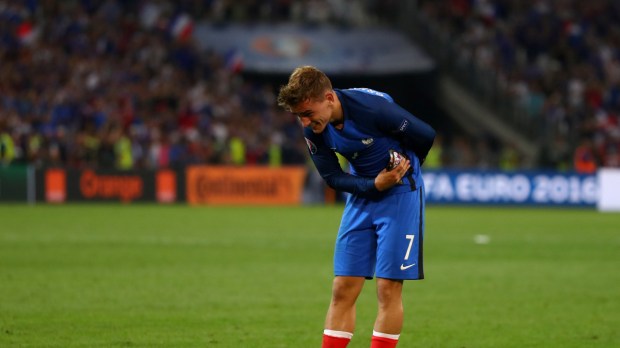 A view of the action between Germany and France during their UEFA Euro 2016 Semi-final match